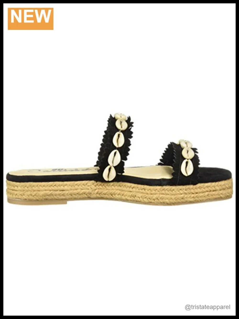 Platform Espadrille Sandals with Shell & Rhinestone Embellishments